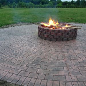 Residential Stamped Concrete Patio & Firepit